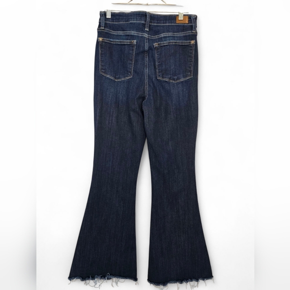 Judy Blue Flare Jeans Size 11/30 Dark Wash Raw Hem High Rise Stretchy - Picture 3 of 9